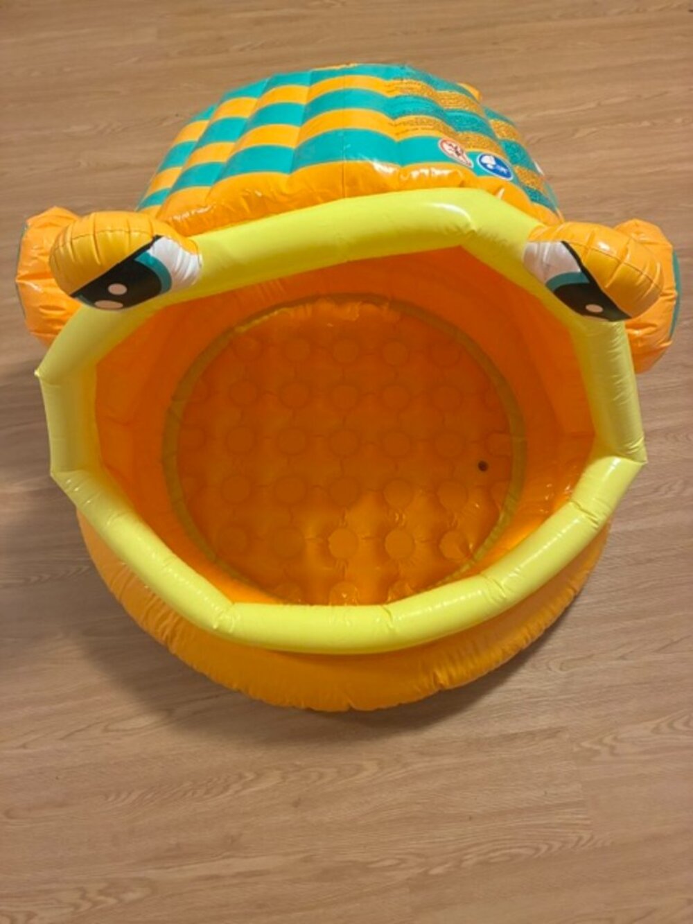 Baby/toddler inflatable open mouth fish indoor outdoor kiddie pool with a cover
